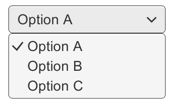 A Dropdown with its list of options open.